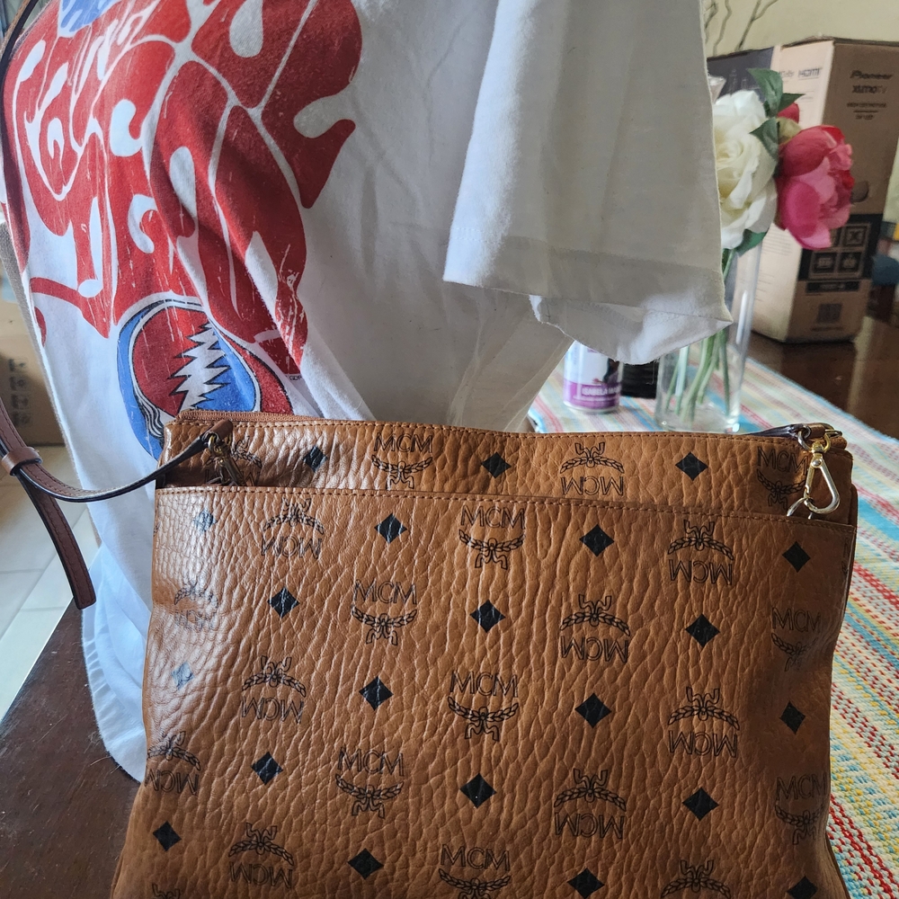 MCM Tan and Black Crossbody Bag